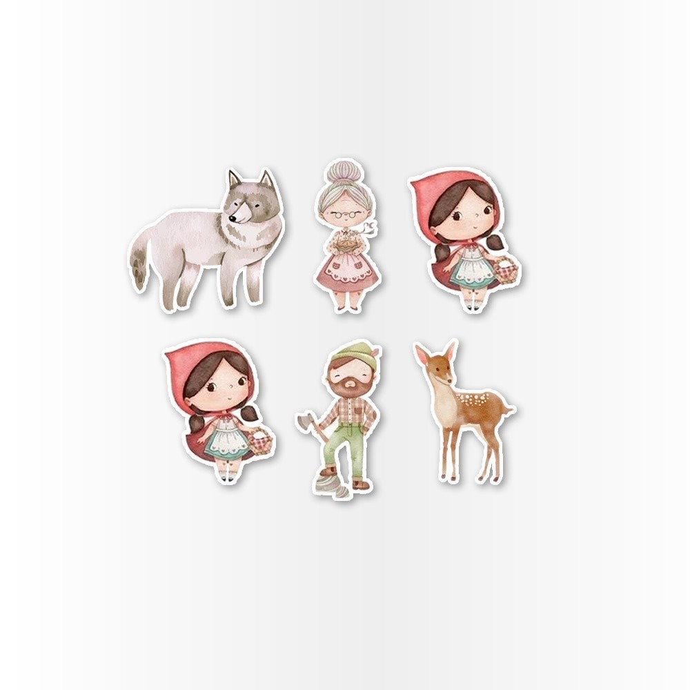 25 Aplique topper 5cm Aplique Kit Festa Infantil 3d Tubete Chapeuzinho Vermelho Aquarela