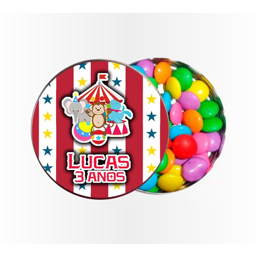 15 Rótulos Adesivos para Latinha 5cm  Rotulo Adesivo Kit Festa Infantil 3d Tubete Circo