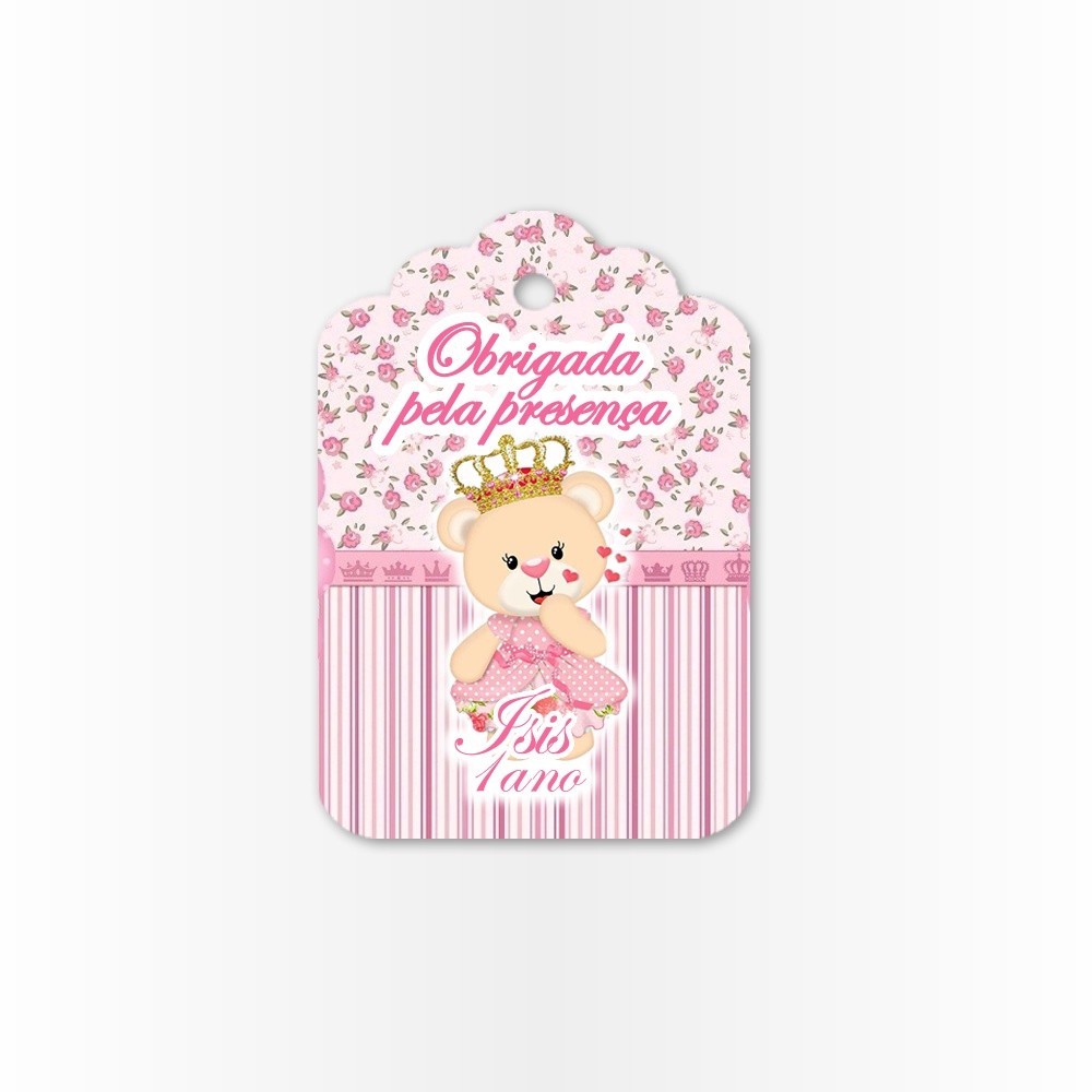22 Tag Personalizada Lembrancinha Cha bebe Festa Ursinha Princesa