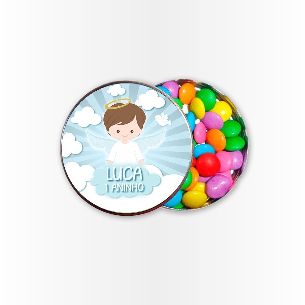15 Rótulos Adesivos para Latinha 5cm  Rotulo Adesivo Kit Festa Infantil 3d Tubete Batizado Anjinho