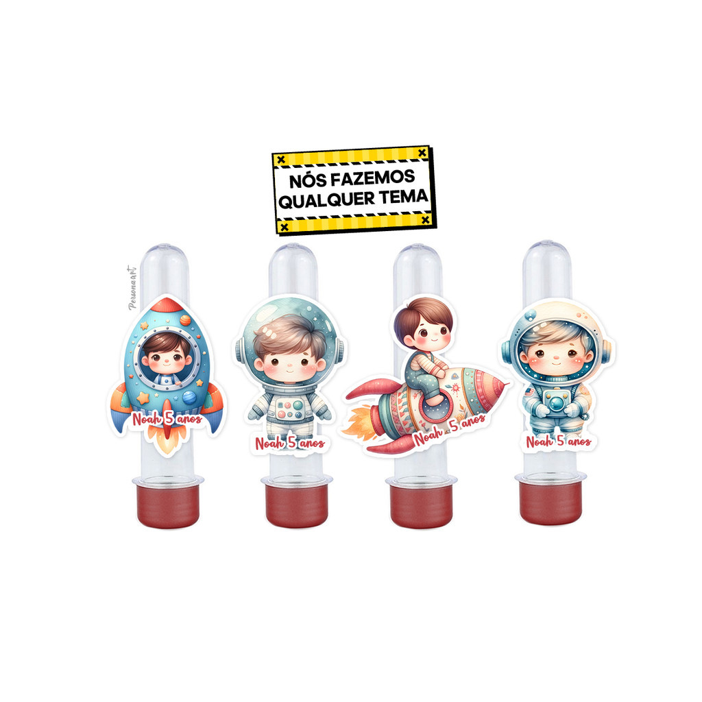 15 Apliques 3d para Tubete 13cm Aplique Tag Topper Personalizados Astronauta 3d Aqua Baby Cute