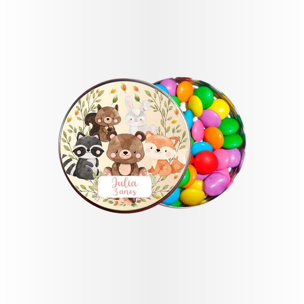 15 Rótulos Adesivos para Latinha 5cm  Rotulo Adesivo Kit Festa Infantil 3d Tubete Bosque Encantado