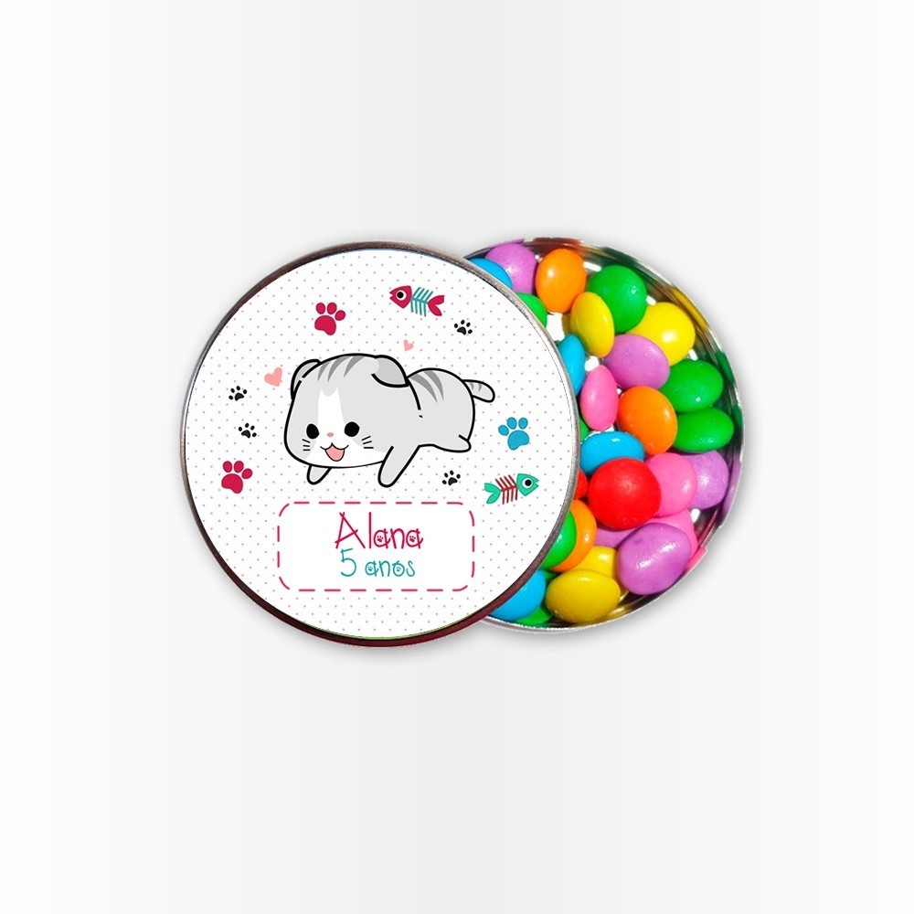 15 Rótulos Adesivos para Latinha 5cm  Rotulo Adesivo Kit Festa Infantil 3d Tubete Gatinho Pets