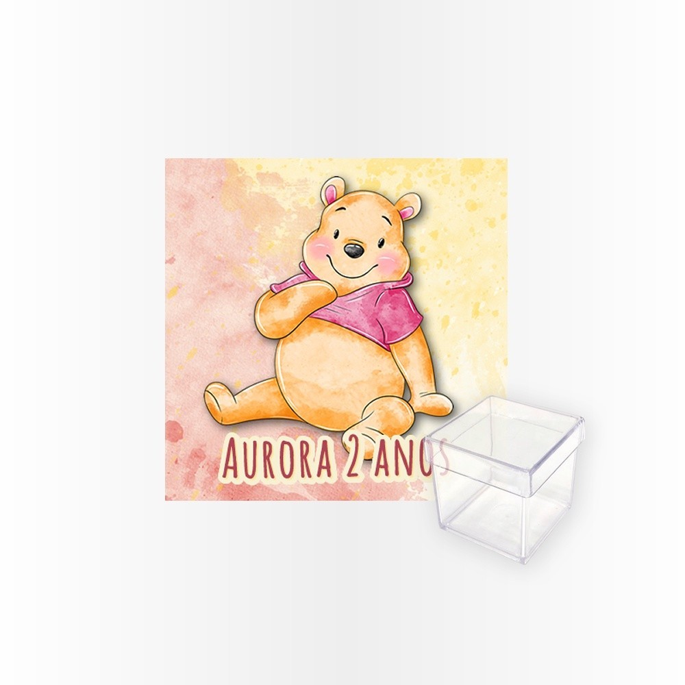 15 Rótulos Adesivos Caixa Acrílica 5cm Rotulo Adesivo Kit Festa Infantil 3d Tubete Ursinho Pooh Aquarela