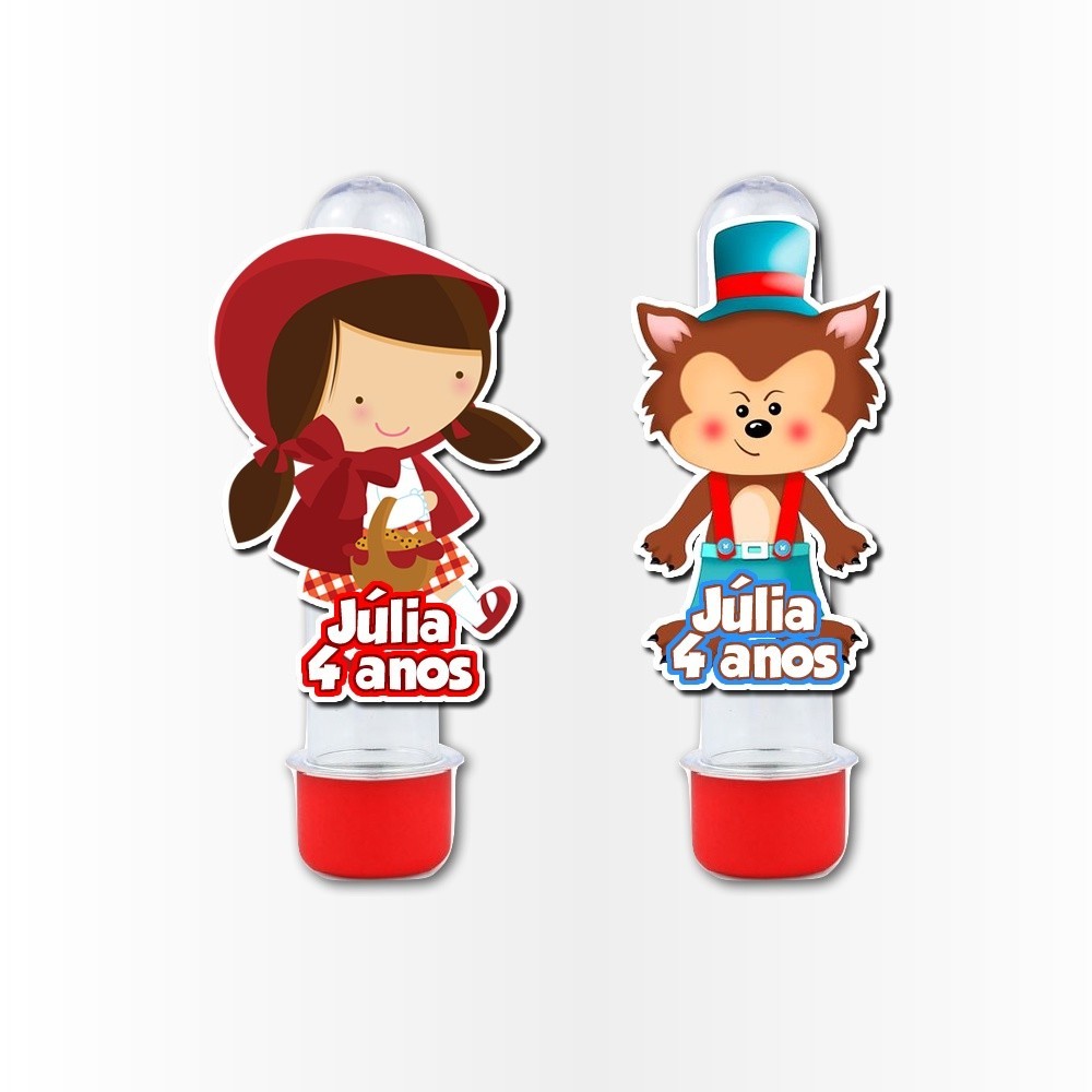 15 Apliques 3d para Tubete 13cm Aplique Kit Festa Infantil 3d Tubete Chapeuzinho Vermelho