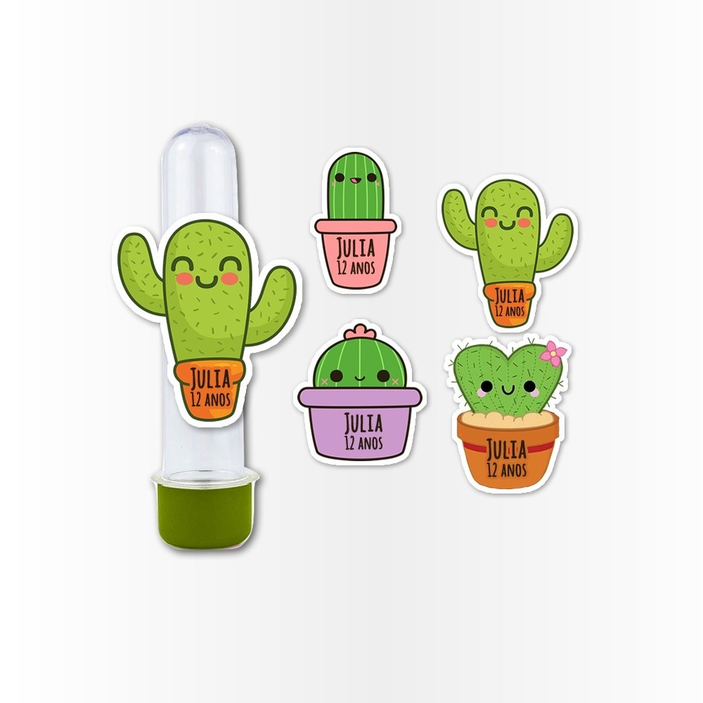 15 Aplique para Tubete Personalizado Cactos cute baby
