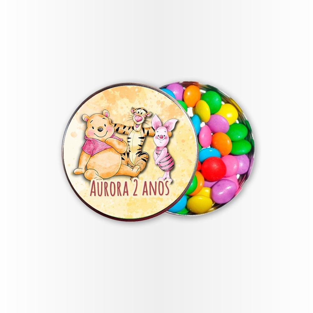 15 Rótulos Adesivos para Latinha 5cm  Rotulo Adesivo Kit Festa Infantil 3d Tubete Ursinho Pooh Aquarela