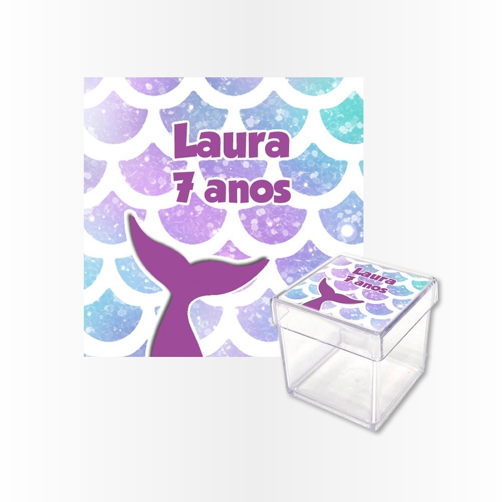 15 Rótulos Adesivos Caixa Acrílica 5cm Rotulo Adesivo Kit Festa Infantil 3d Tubete Sereia