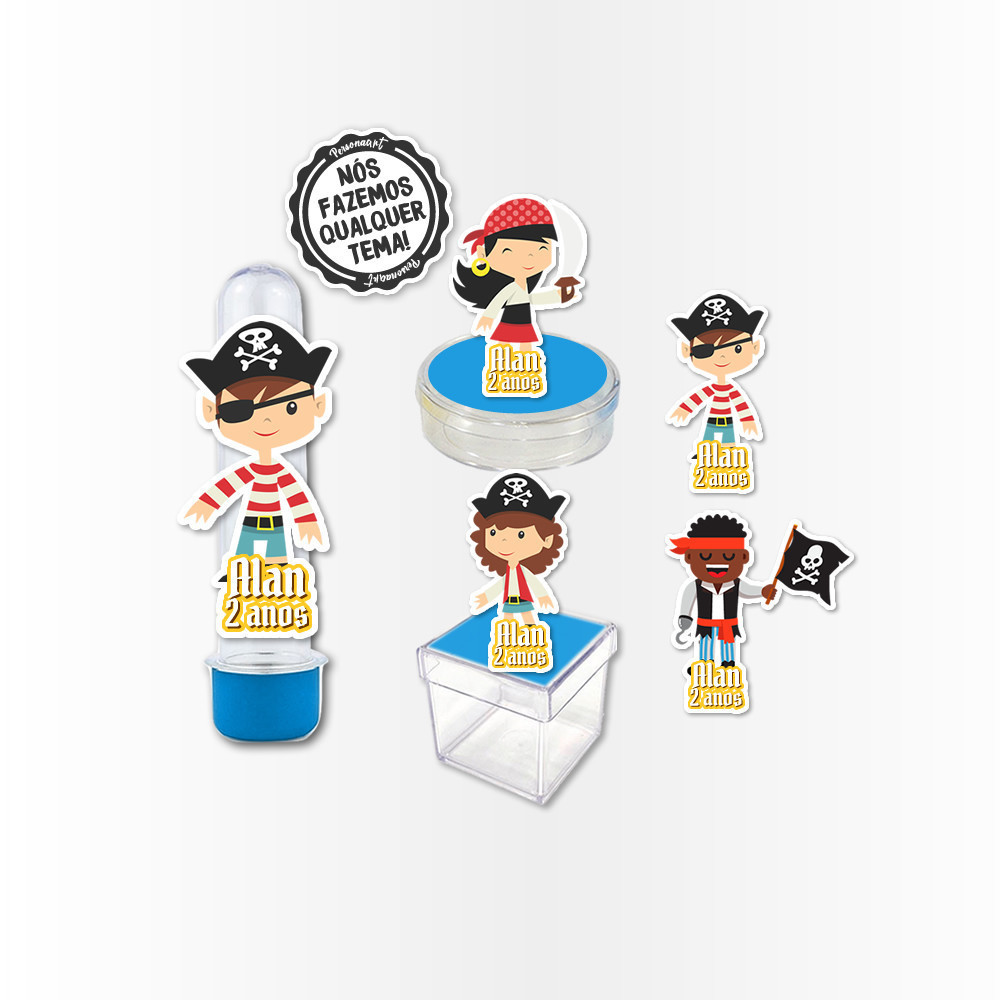 Kit 30 Apliques 3d Aplique Tag Topper Topo Kit Festa Infantil Tubete Personalizado Lembrancinha Impressão Laser Piratas
