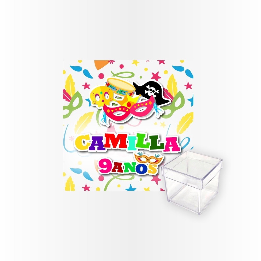 15 Rótulos Adesivos Caixa Acrílica 5cm Rotulo Adesivo Kit Festa Infantil 3d Tubete Carnaval
