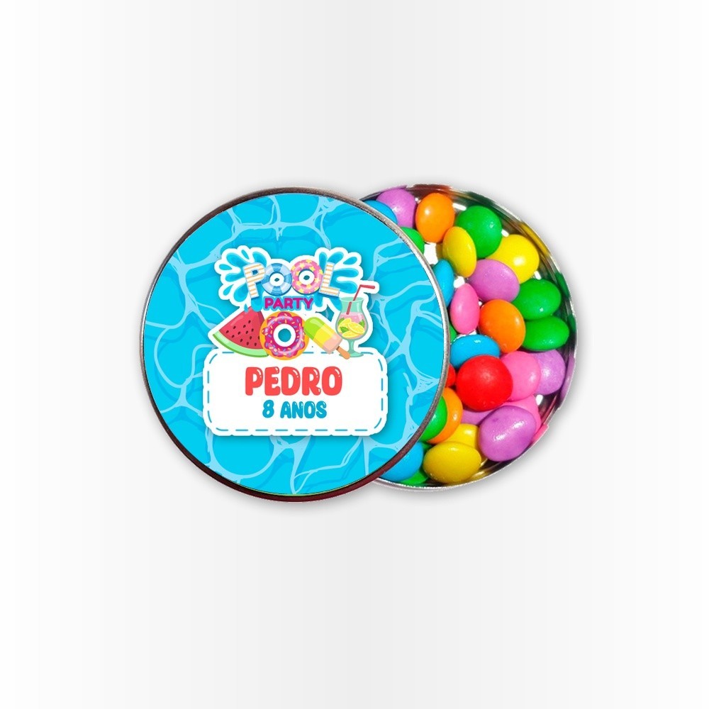15 Rótulos Adesivos para Latinha 5cm  Rotulo Adesivo Kit Festa Infantil 3d Tubete Pool Party