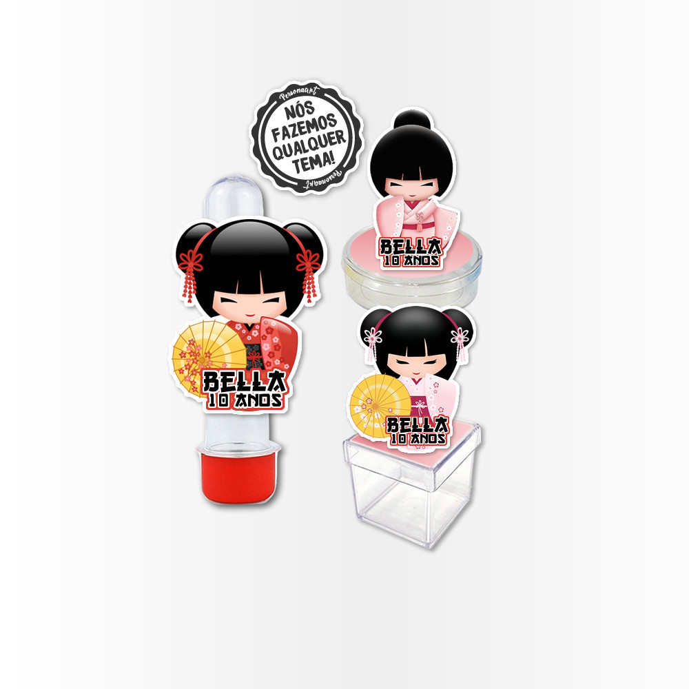 Kit 30 Apliques 3d Aplique Tag Topper Topo Kit Festa Infantil Tubete Personalizado Lembrancinha Impressão Laser Kokeshi