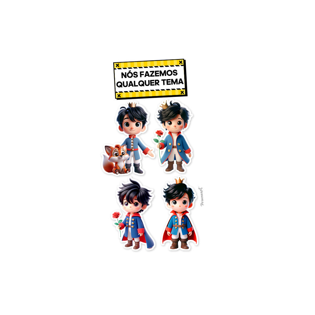 15 Apliques topper 8cm caixas, tubetes Aplique Tag Topper Personalizado Pequeno Principe Moreno 3D