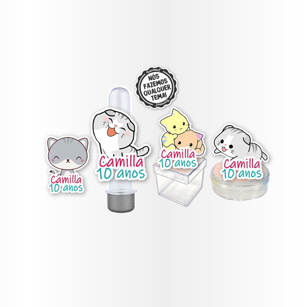Kit 30 Apliques 3d Aplique Tag Topper Topo Kit Festa Infantil Tubete Personalizado Lembrancinha Impressão Laser Gatinhos