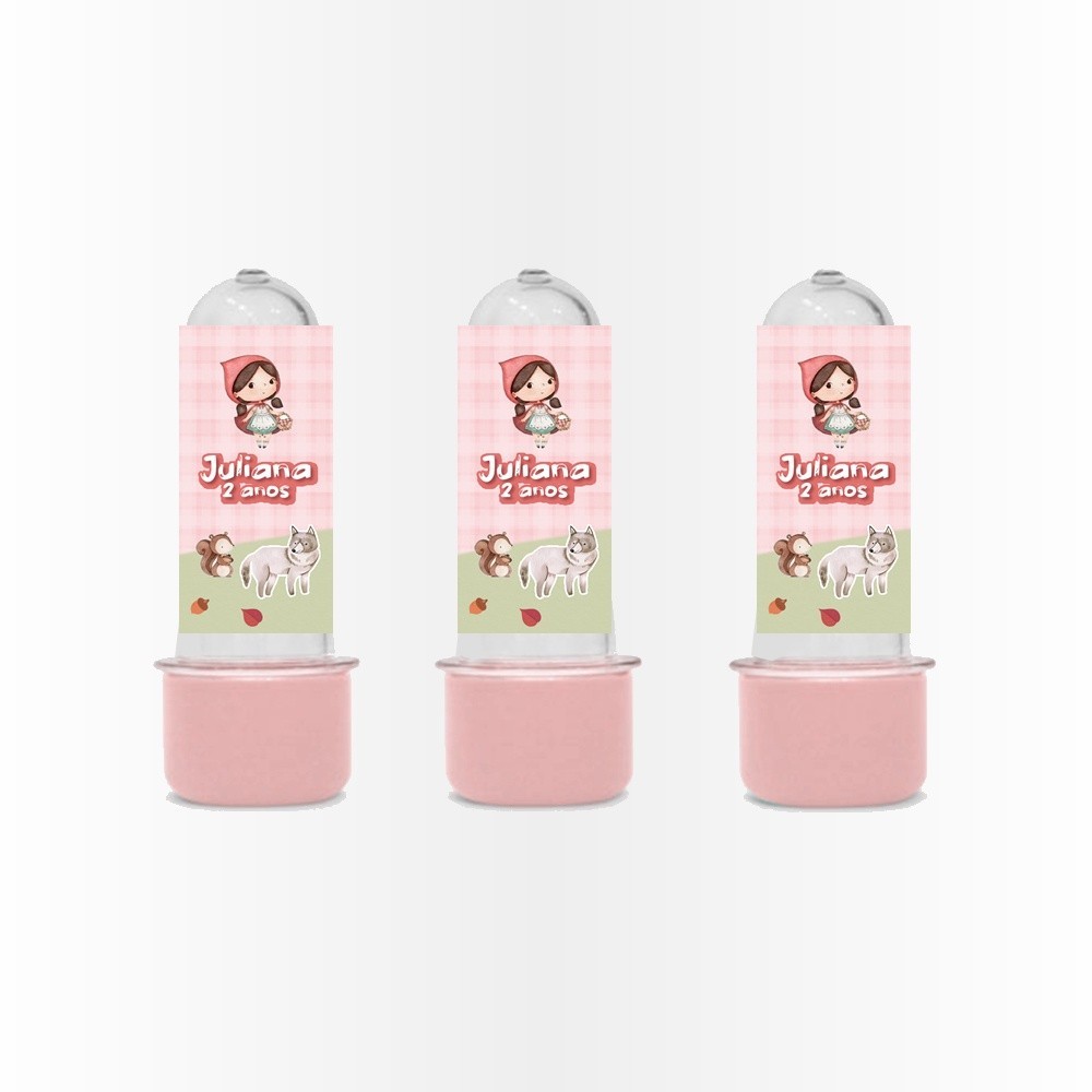20 Rótulos Adesivos para Mini Tubete Rotulo Adesivo Kit Festa Infantil 3d Tubete Chapeuzinho Vermelho Aquarela
