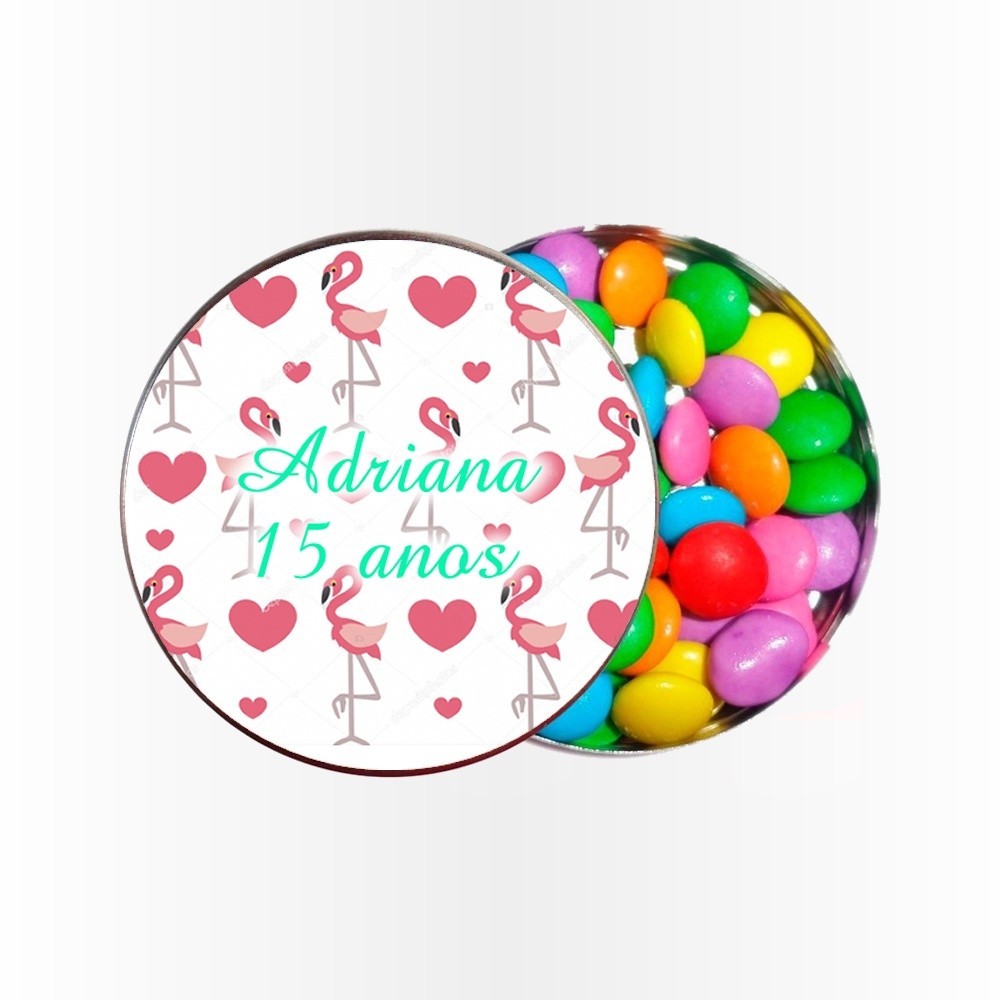 15 Rótulos Adesivos para Latinha 5cm  Rotulo Adesivo Kit Festa Infantil 3d Tubete Flamingo