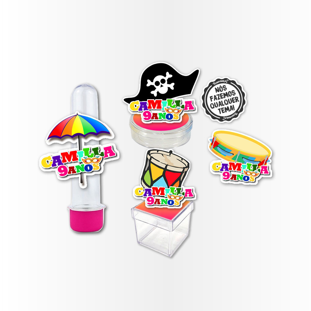 Kit 30 Apliques 3d Aplique Tag Topper Topo Kit Festa Infantil Tubete Personalizado Lembrancinha Impressão Laser Carnaval