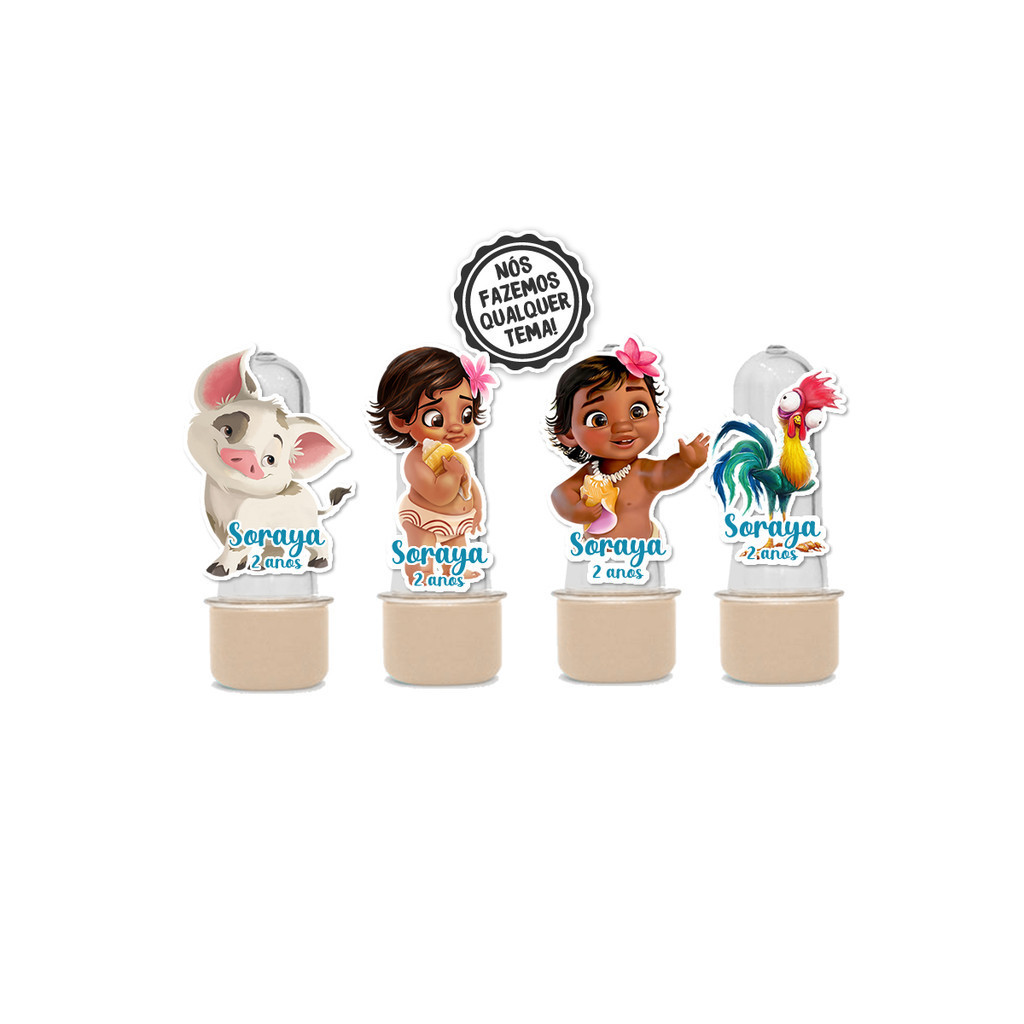 25 Aplique 3d para Mini Tubete Aplique Kit Festa Infantil 3d Personalizados Moana Baby Cute