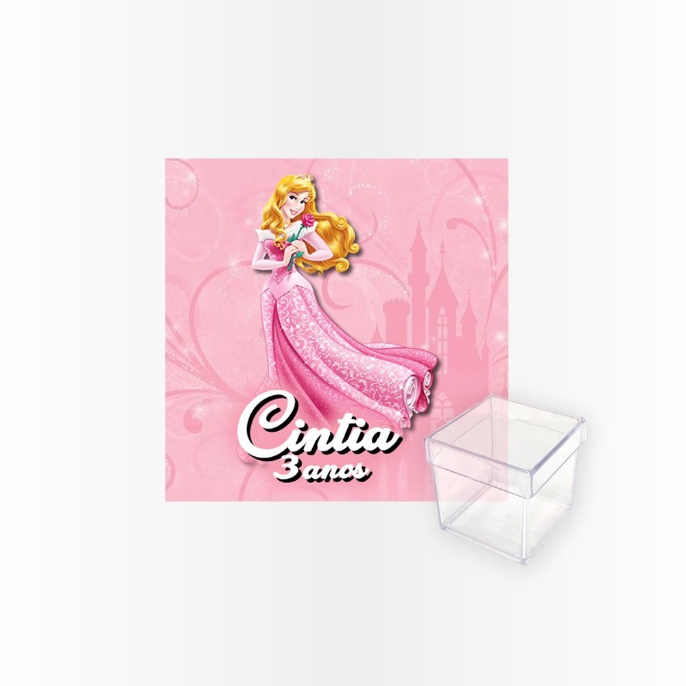 15 Rótulos Adesivos Caixa Acrílica 5cm Rotulo Adesivo Kit Festa Infantil 3d Tubete Princesa Aurora