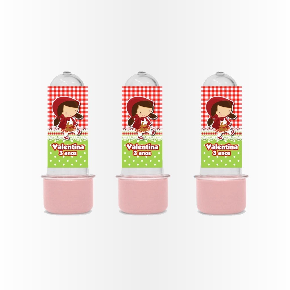 20 Rótulos Adesivos para Mini Tubete Rotulo Adesivo Kit Festa Infantil 3d Tubete Chapeuzinho Vermelho