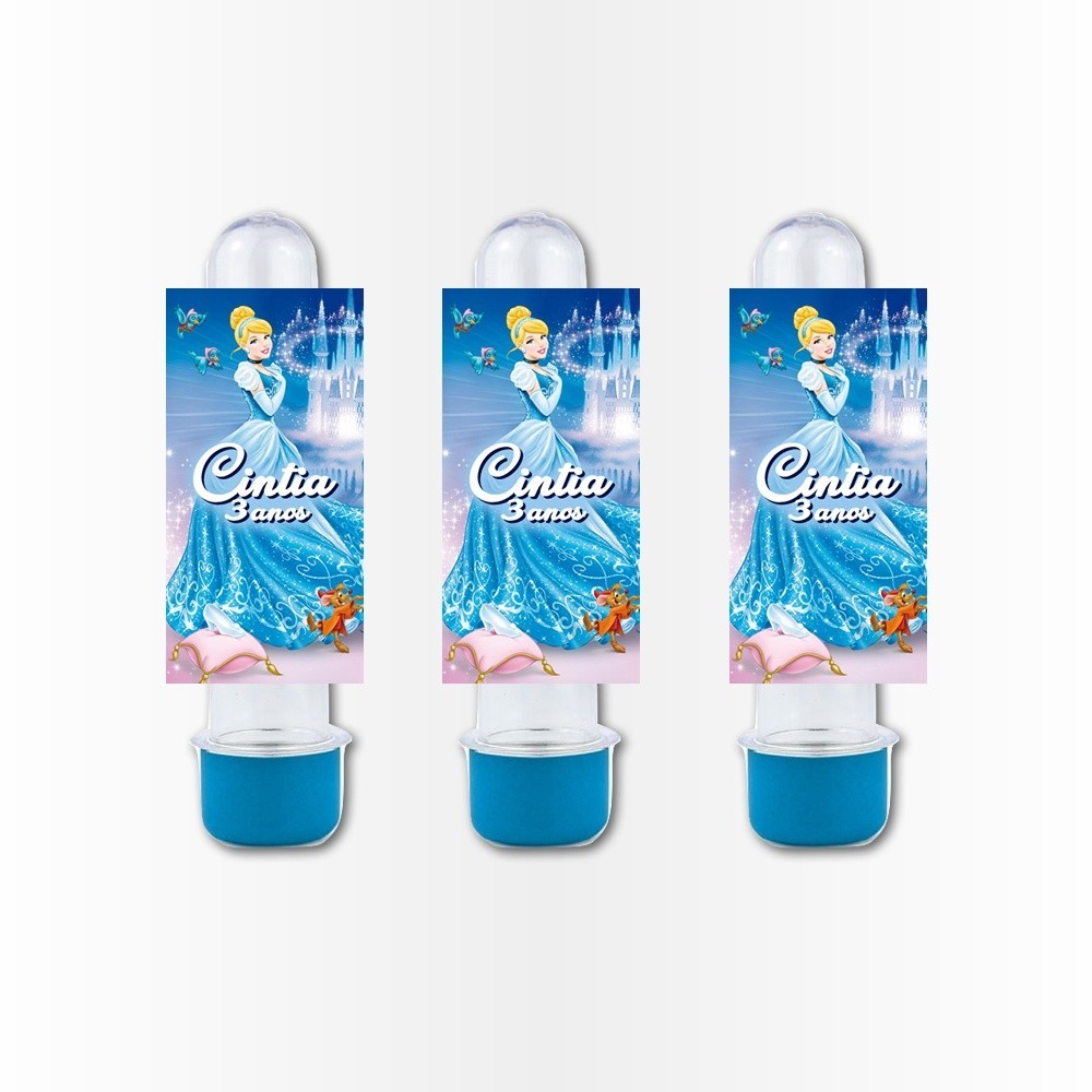 10 Rótulos Adesivos para Tubete 13cm Rotulo Adesivo Kit Festa Infantil 3d Personalizado Cinderela