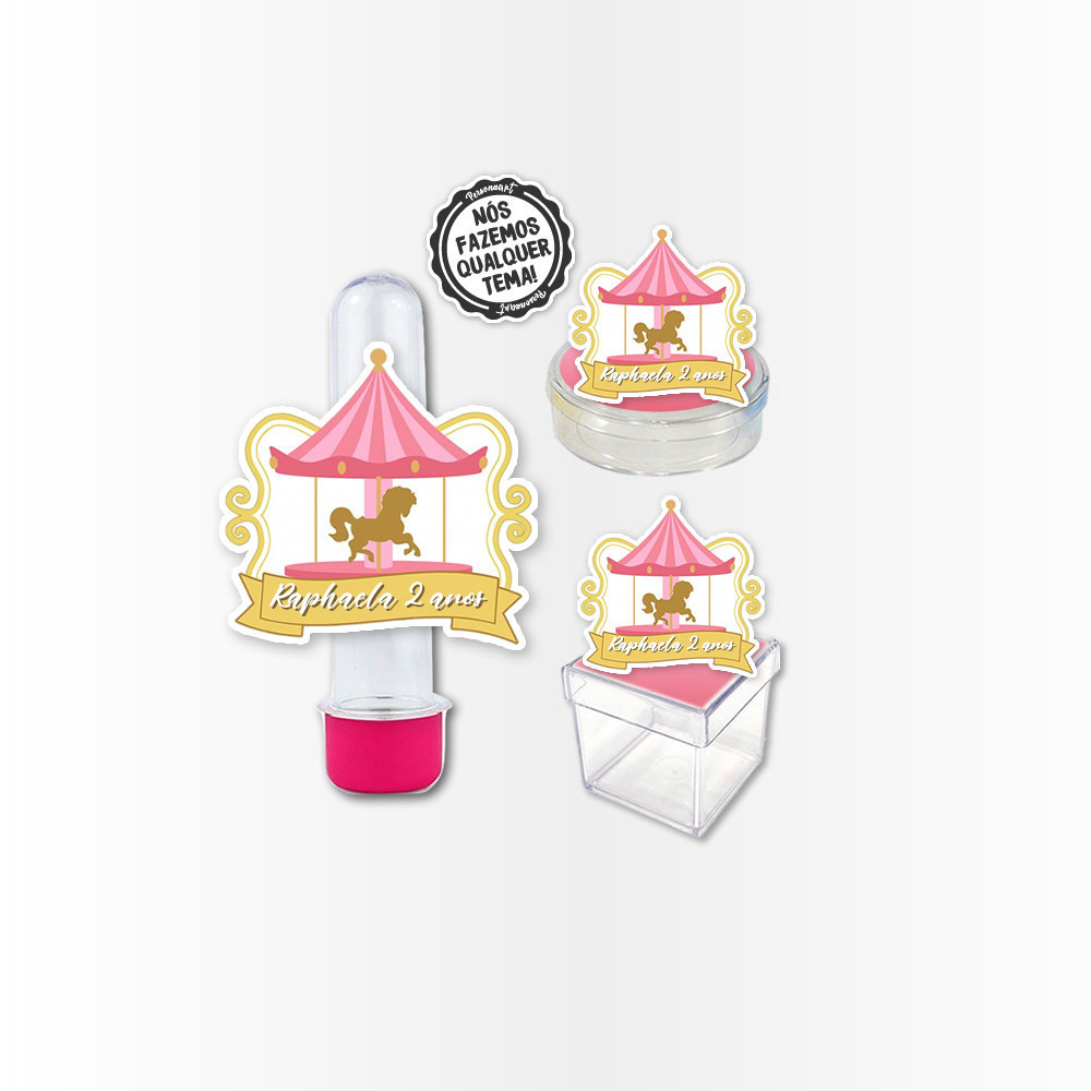 Kit 30 Apliques 3d Aplique Carrossel Encantado