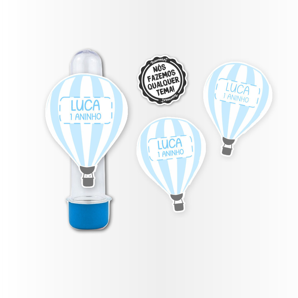 15 Apliques 3d para Tubete 13cm Aplique Tag Topo Kit Festa Infantil 3d Tubete Balao ar quente Azul Cha bebe