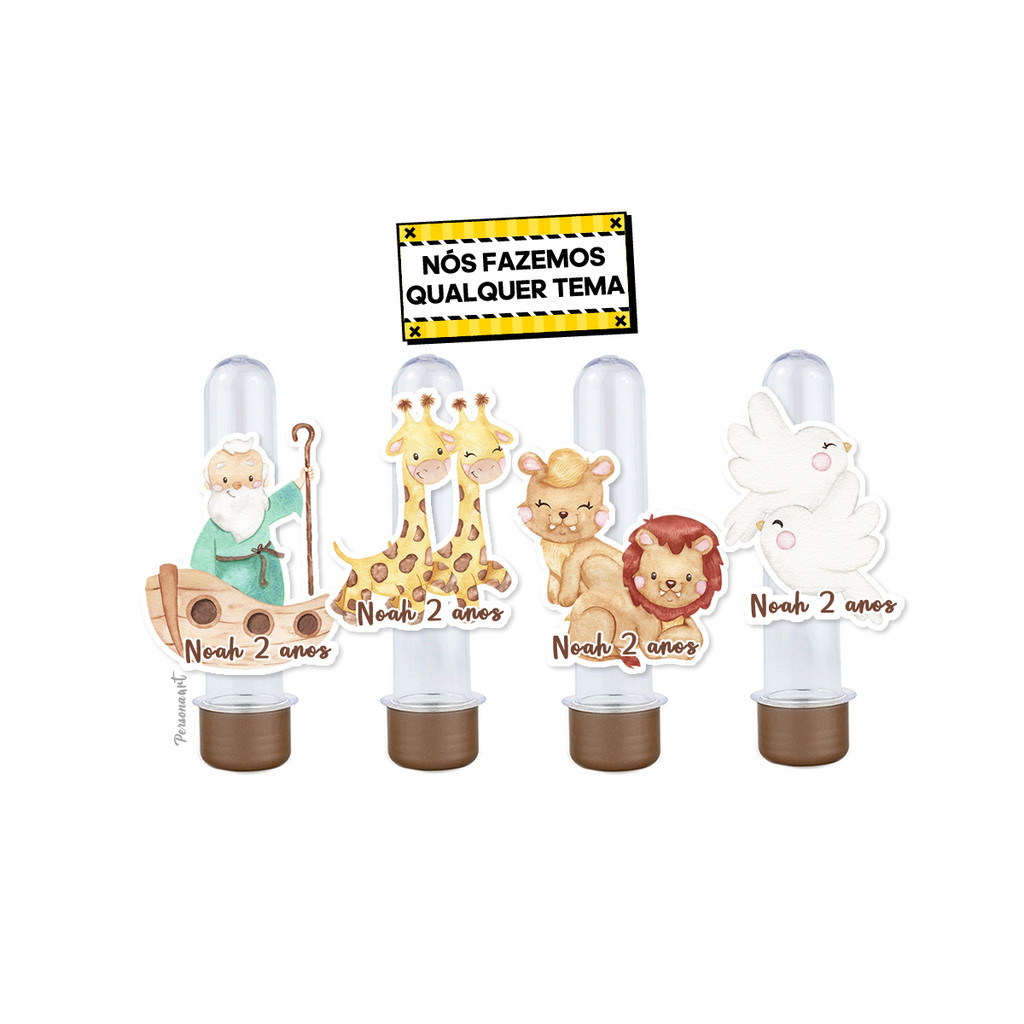 15 Apliques 3d para Tubete 13cm Aplique Tag Topper Personalizados Arca de Noe Aquarela