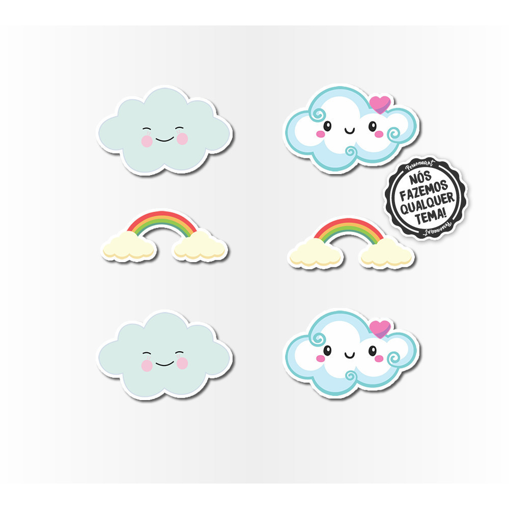 15 Apliques topper 8cm caixas, tubetes Aplique Nuvenzinha Chuva de benção