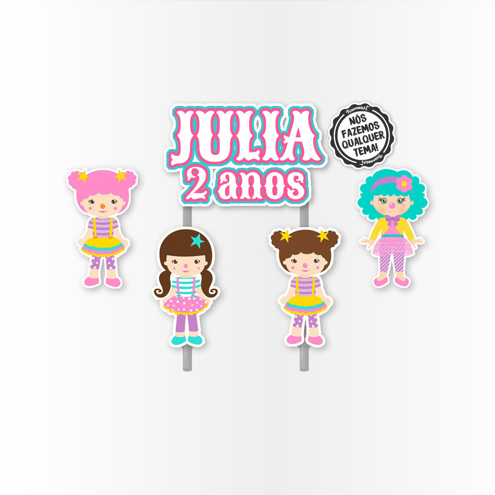 Topo de Bolo Aplique Tag Topper Topo Kit Festa Infantil Personalizado Lembrancinha Impressão laser Circo Menina