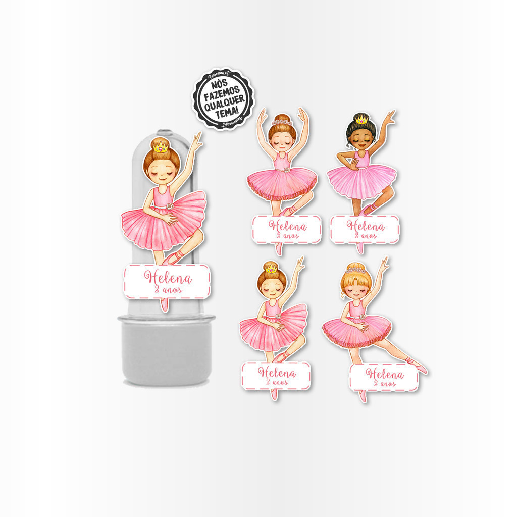 25 Aplique 3d para Mini Tubete Aplique Caixinha Latinha Bailarina Aquarela