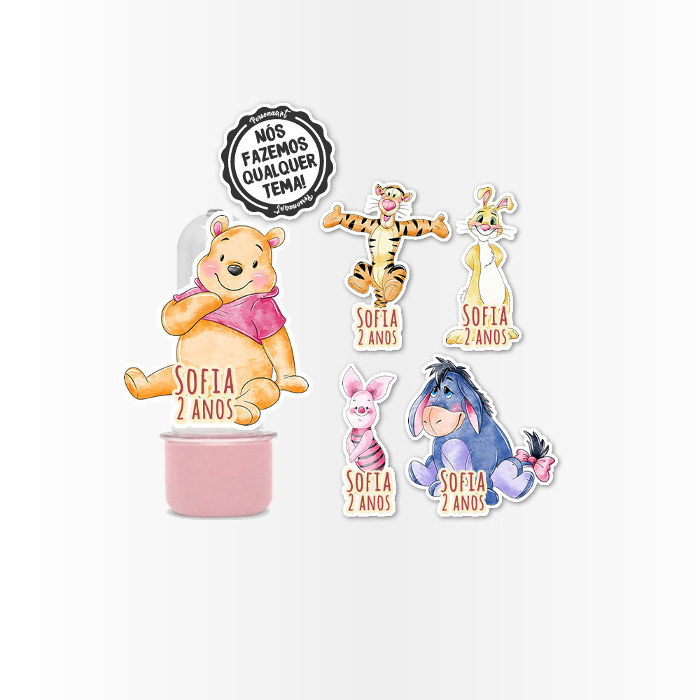 25 Aplique 3d para Mini Tubete Aplique Caixinha Latinha Ursinho Pooh Aquarela em Oferta na Shopee
