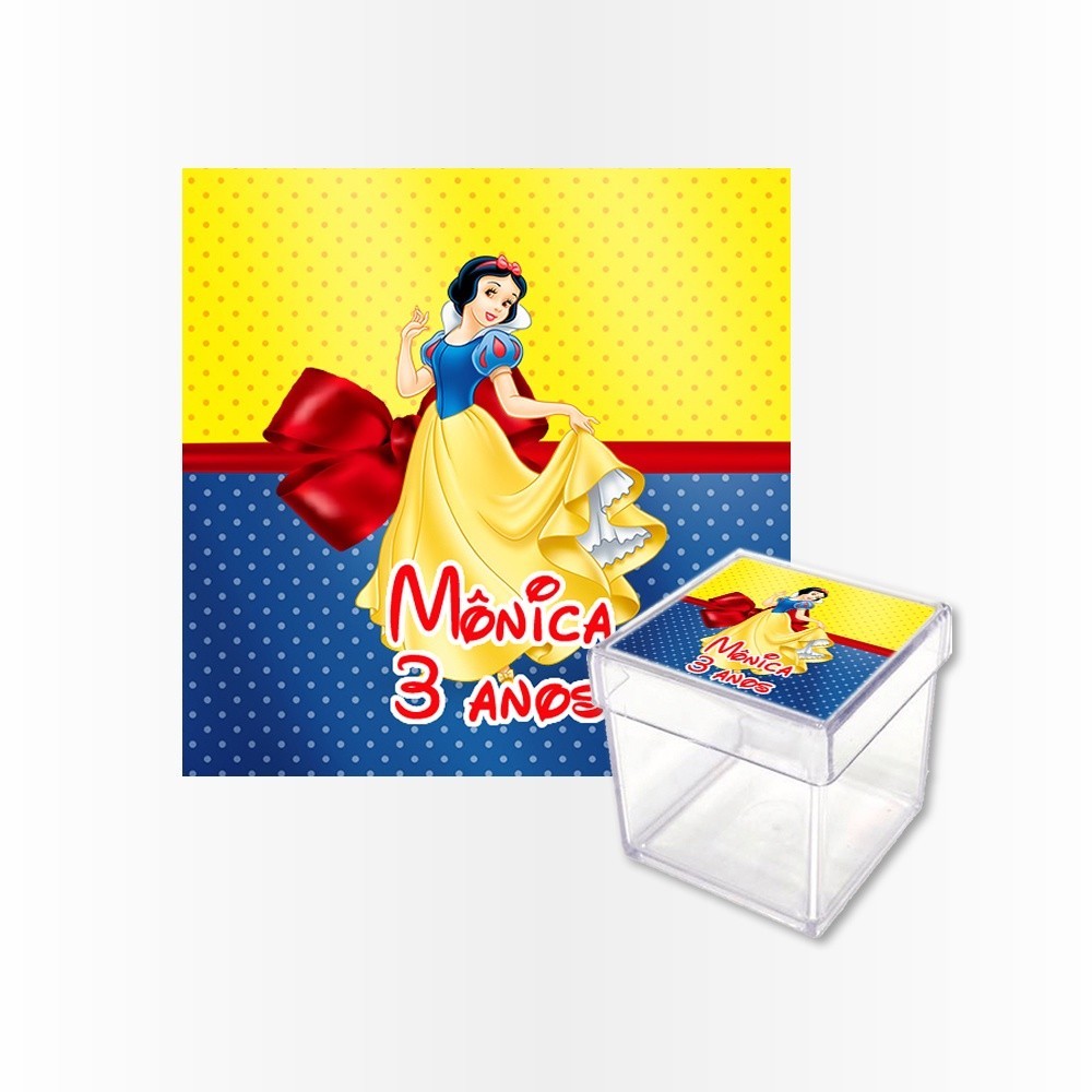 15 Rótulos Adesivos Caixa Acrílica 5cm Rotulo Adesivo Kit Festa Infantil 3d Tubete Branca de Neve