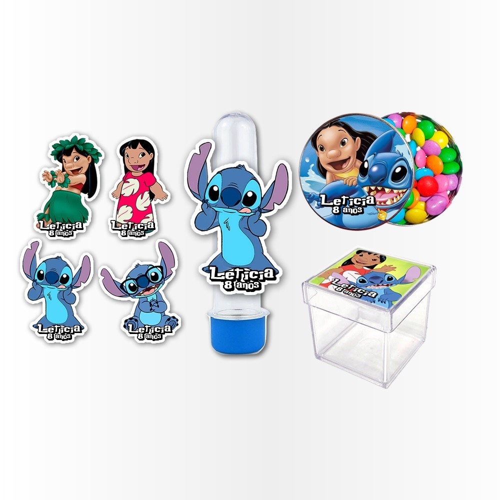 Kit Festa 60 Rótulos Adesivos e apliques Aplique Kit Festa Infantil 3d Tubete lilo e stitch em Oferta na Shopee