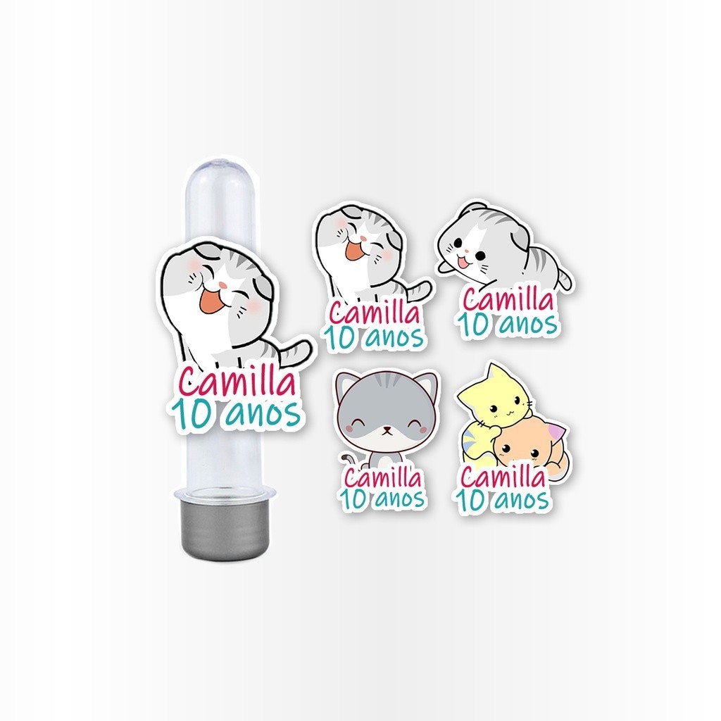 15 Aplique para Tubete Personalizado Gato gatinho Pets