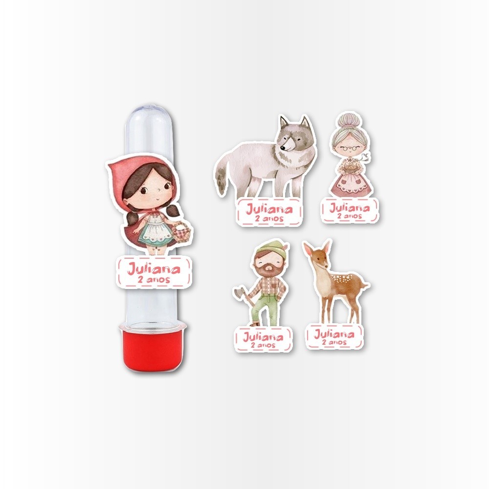 15 Apliques 3d para Tubete 13cm Aplique Kit Festa Infantil 3d Tubete Chapeuzinho Vermelho Aquarela