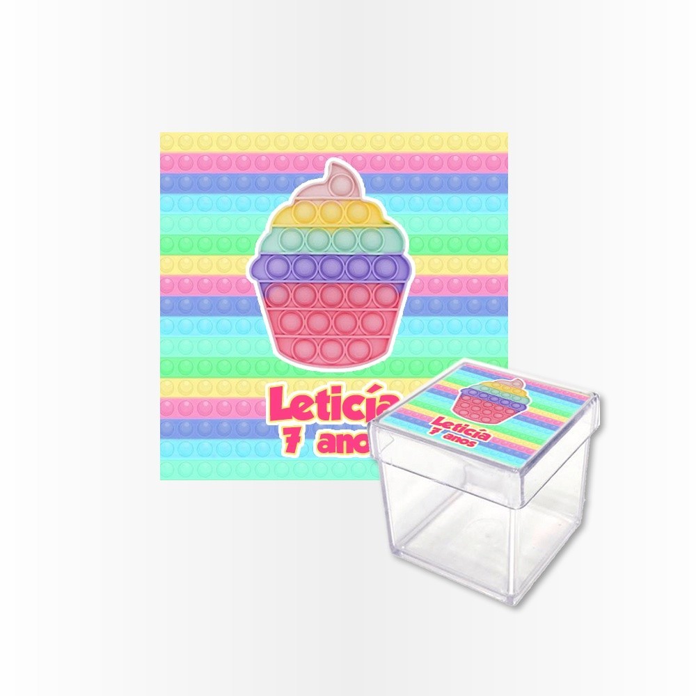 15 Rótulos Adesivos Caixa Acrílica 5cm Rotulo Adesivo Kit Festa Infantil 3d Tubete Pop It candy color