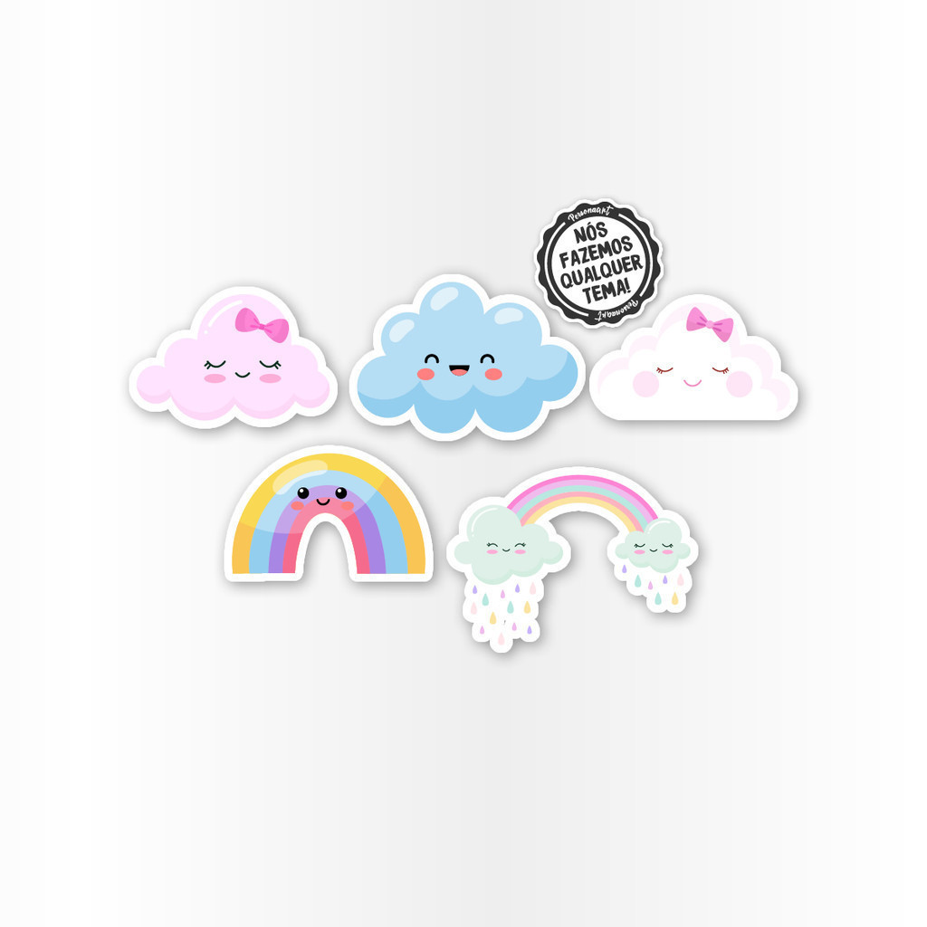 15 Apliques topper 8cm caixas, tubetes Aplique Nuvenzinha Chuva de amor