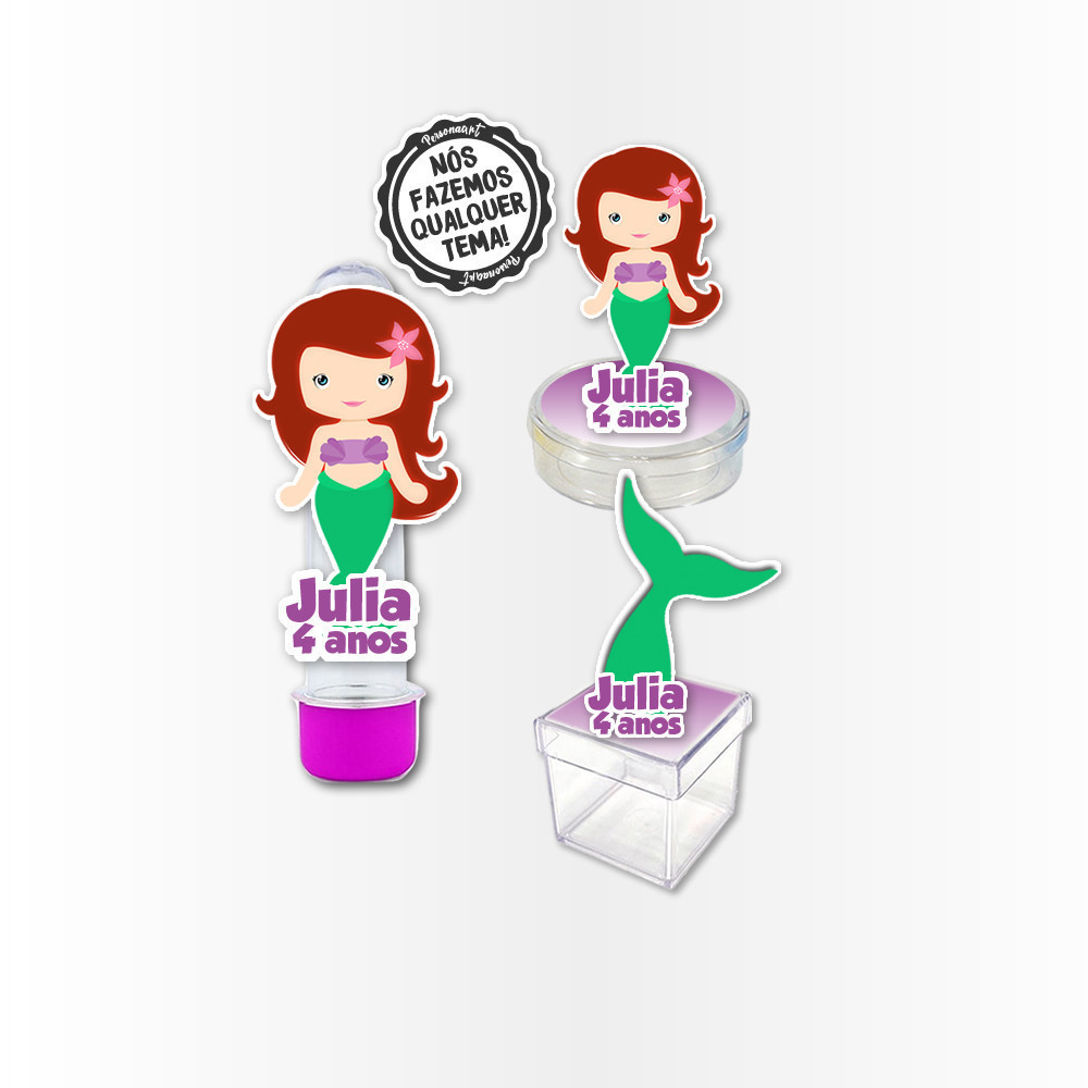 Kit 30 Apliques 3d Aplique Tag Topper Topo Kit Festa Infantil Tubete Personalizado Lembrancinha Impressão Laser Sereia