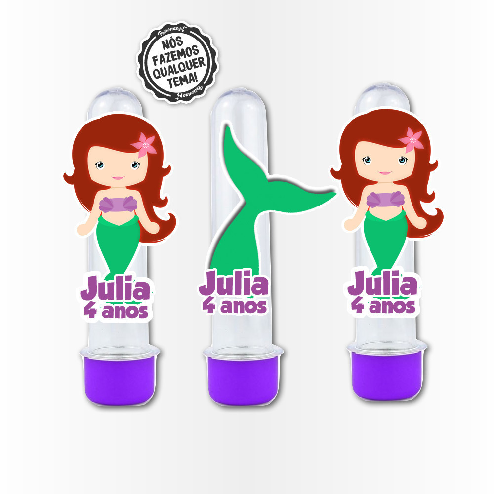 15 Apliques 3d para Tubete 13cm Aplique Tag Topo Kit Festa Infantil 3d Tubete Sereia