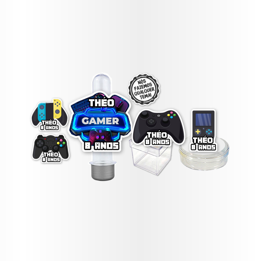 Kit 30 Apliques 3d Aplique Tag Topper Topo Kit Festa Infantil Tubete Personalizado Lembrancinha Impressão Laser Gamer