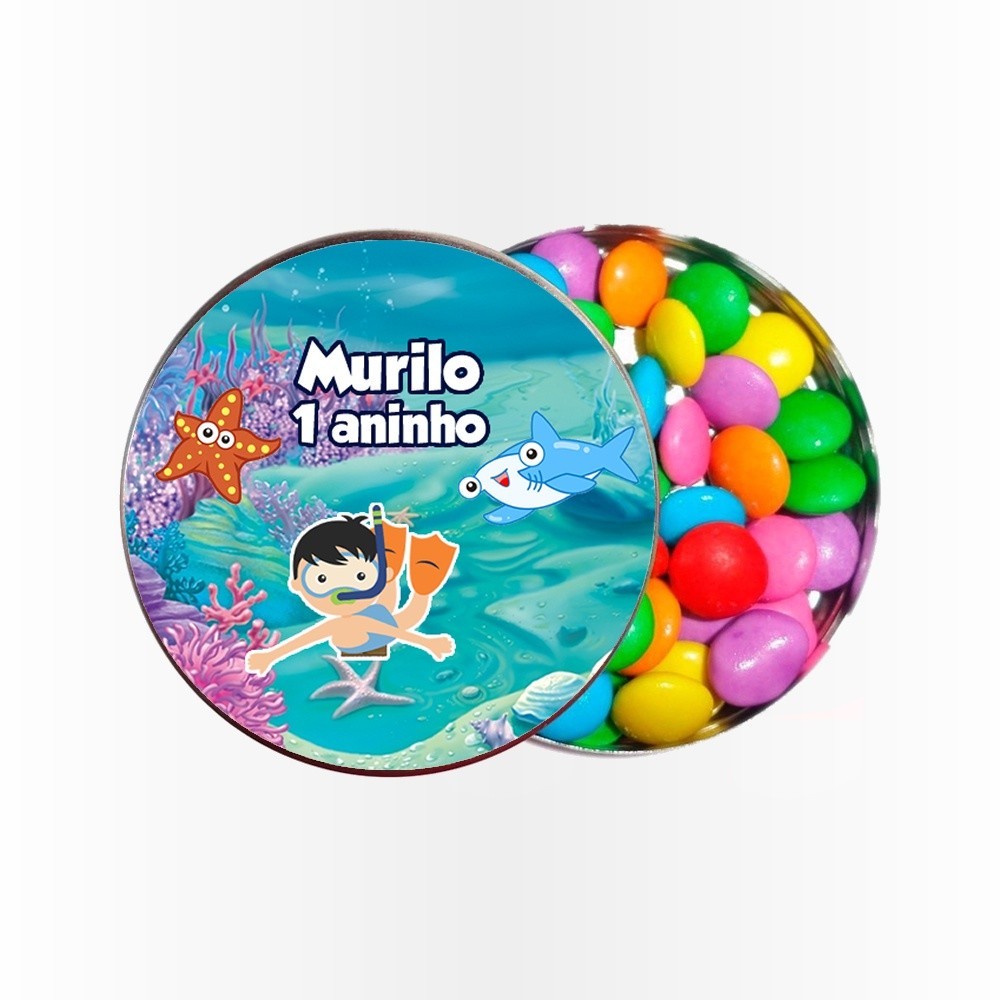 15 Rótulos Adesivos para Latinha 5cm  Rotulo Adesivo Kit Festa Infantil 3d Tubete Fundo do Mar