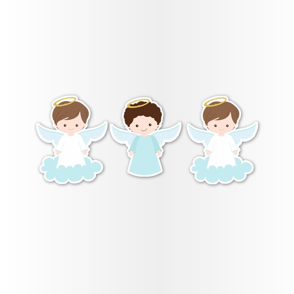 15 Apliques topper 8cm caixas, tubetes Aplique Kit Festa Infantil 3d Tubete Batizado Anjinho