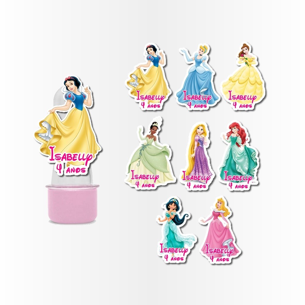 25 Aplique 3d para Mini Tubete Aplique Kit Festa Infantil 3d Tubete Princesas