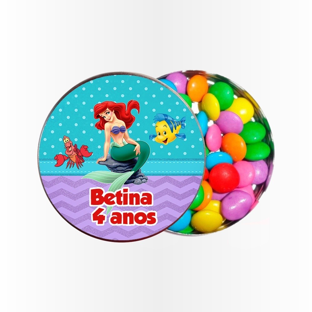 15 Rótulos Adesivos para Latinha 5cm  Rotulo Adesivo Kit Festa Infantil 3d Tubete Pequena Sereia