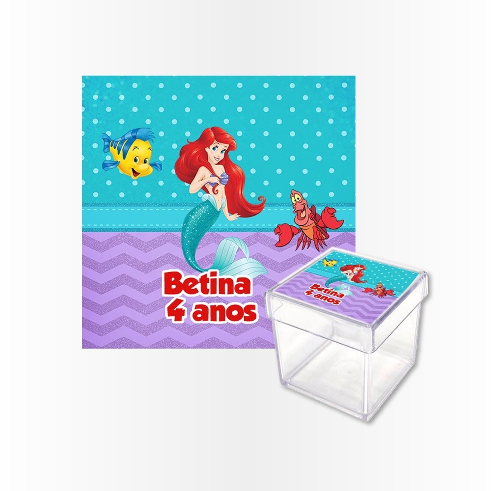 15 Rótulos Adesivos Caixa Acrílica 5cm Rotulo Adesivo Kit Festa Infantil 3d Tubete Pequena Sereia
