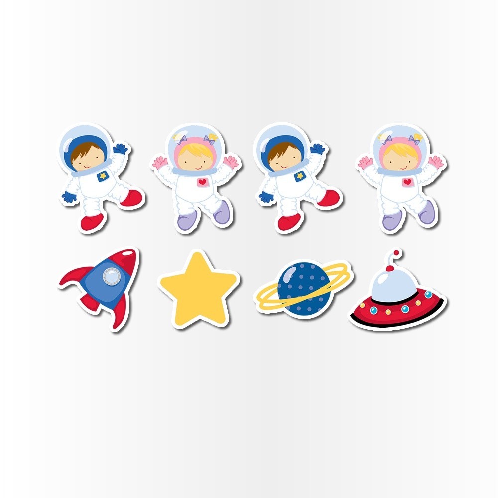 15 Apliques topper 8cm caixas, tubetes Aplique Kit Festa Infantil 3d Tubete Astronauta