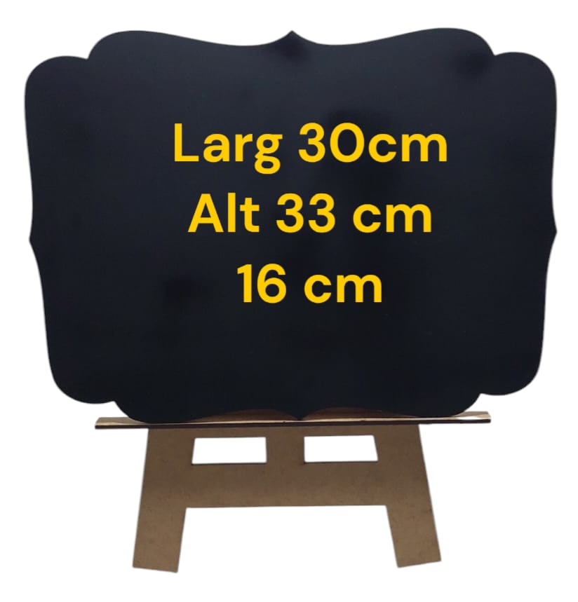 Mini Quadro Negro Cavalete 35x30cm - Mini Lousa - Enfeite - Decoração - Escrever - Enfeite de Mesa Chá Revelação