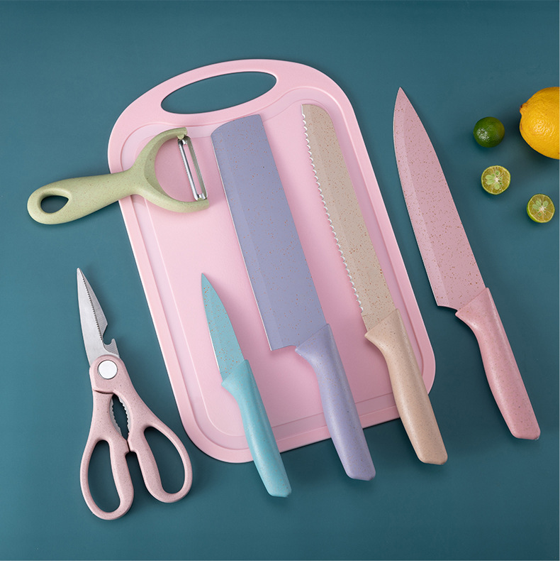 Facas Colorido Inox Com 6 Peças Sobre O Conjunto De Utensilio De Cozinha Em Inox