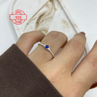 Anel prata 925 legítima com zircônia azul em Oferta na Shopee